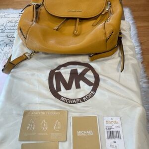 Michael Kors Mustard Yellow Leather Convertible Backpack